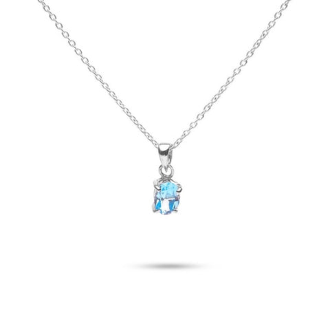 MILLENNE Multifaceted Blue Topaz Silver Pendant with 925 Sterling Silver