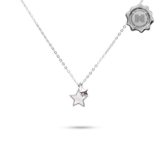 MILLENNE Millennia 2000 Fallen Stars Cubic Zirconia White Gold Necklace with 925 Sterling Silver