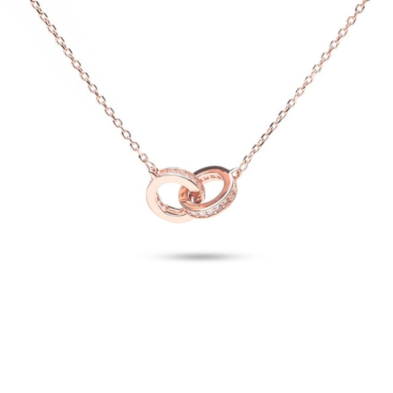 MILLENNE Millennia 2000 Forever Studded Cubic Zirconia Rose Gold Necklace with 925 Sterling Silver