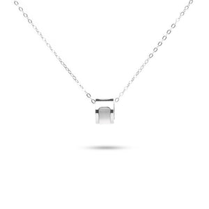MILLENNE Minimal Studded Love Revolution Cubic Zirconia White Gold Necklace with 925 Sterling Silver