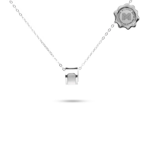 MILLENNE Minimal Studded Love Revolution Cubic Zirconia White Gold Necklace with 925 Sterling Silver