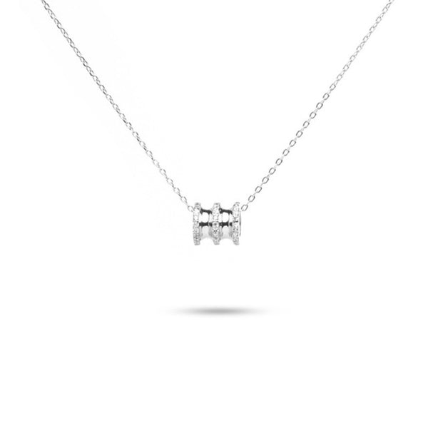 MILLENNE Made For The Night Orbit Studded Cubic Zirconia White Gold Necklace with 925 Sterling Silver