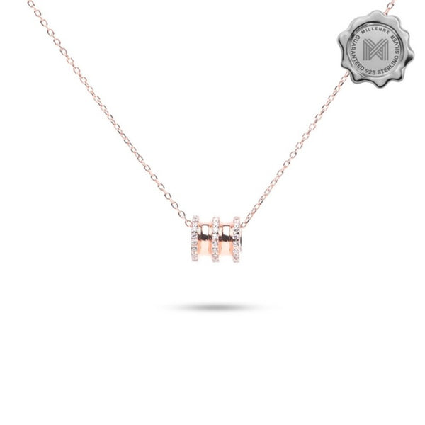 MILLENNE Made For The Night Orbit Studded Cubic Zirconia Rose Gold Necklace with 925 Sterling Silver