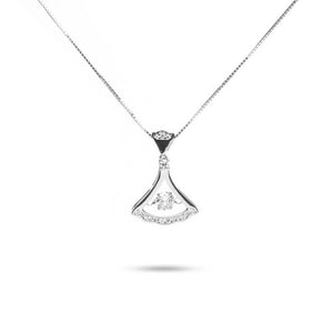 MILLENNE Made For The Night Trinity Cubic Zirconia White Gold Necklace with 925 Sterling Silver