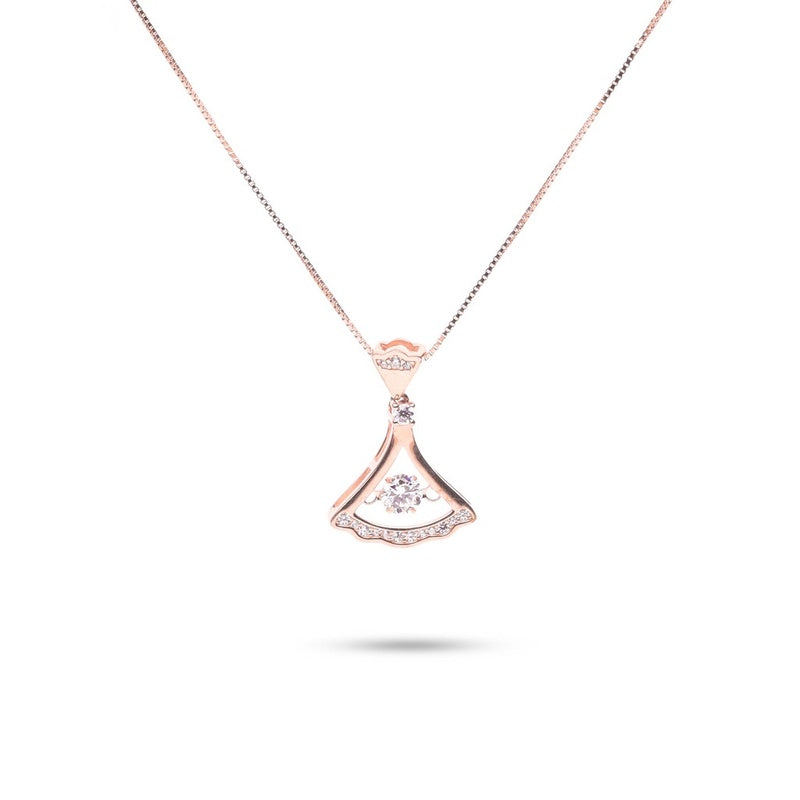 MILLENNE Made For The Night Trinity Cubic Zirconia Rose Gold Necklace with 925 Sterling Silver