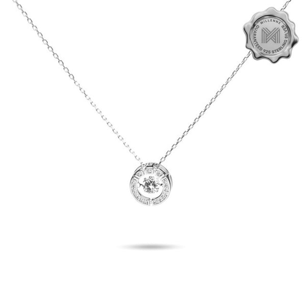 MILLENNE Made For The Night Encircle Cubic Zirconia White Gold Necklace with 925 Sterling Silver