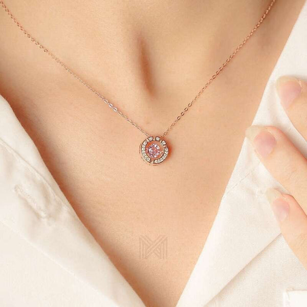 MILLENNE Made For The Night Encircle Cubic Zirconia Rose Gold Necklace with 925 Sterling Silver