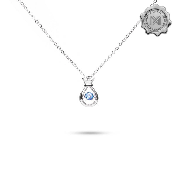 MILLENNE Multifaceted Blue Topaz Ice Queen White Gold Necklace with 925 Sterling Silver
