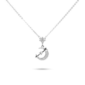 MILLENNE Match The Stars Artemis Studded Cubic Zirconia White Gold Necklace with 925 Sterling Silver