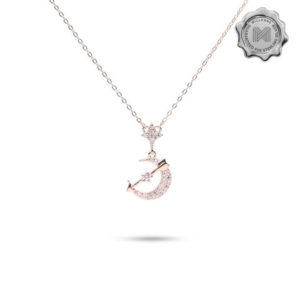 MILLENNE Match The Stars Artemis Studded Cubic Zirconia Rose Gold Necklace with 925 Sterling Silver