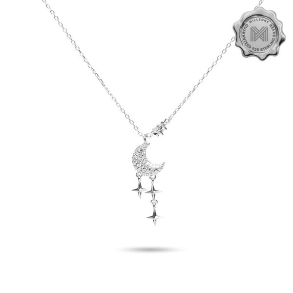 MILLENNE Match The Stars Gliterring Night Studded Cubic Zirconia White Gold Necklace with 925 Sterling Silver