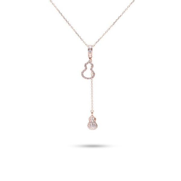 MILLENNE Millennia 2000 Guitar Studded Cubic Zirconia Rose Gold Necklace with 925 Sterling Silver