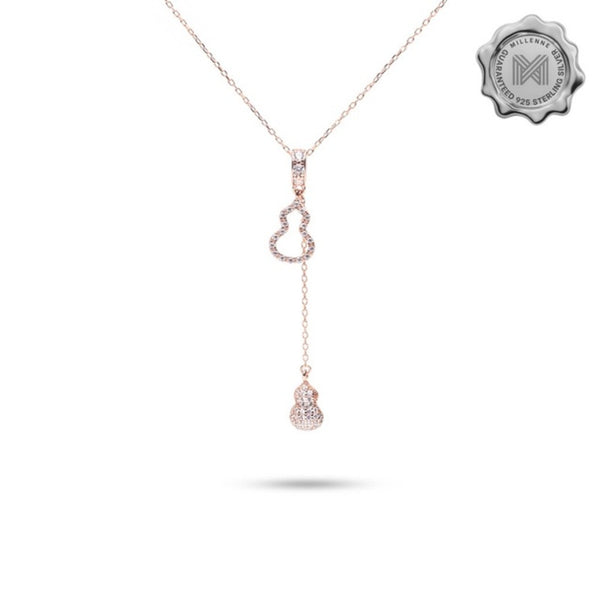 MILLENNE Millennia 2000 Guitar Studded Cubic Zirconia Rose Gold Necklace with 925 Sterling Silver