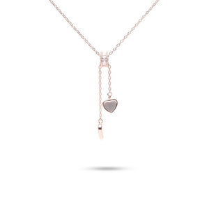 MILLENNE Millennia 2000 Double Heart Mother of Pearls with Cubic Zirconia Rose Gold Necklace with 925 Sterling Silver