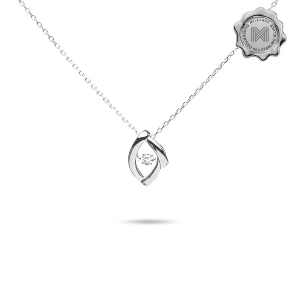 MILLENNE Made For The Night Marquee Cubic Zirconia White Gold Necklace with 925 Sterling Silver