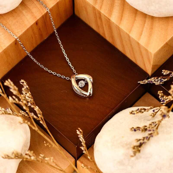 MILLENNE Made For The Night Marquee Cubic Zirconia White Gold Necklace with 925 Sterling Silver