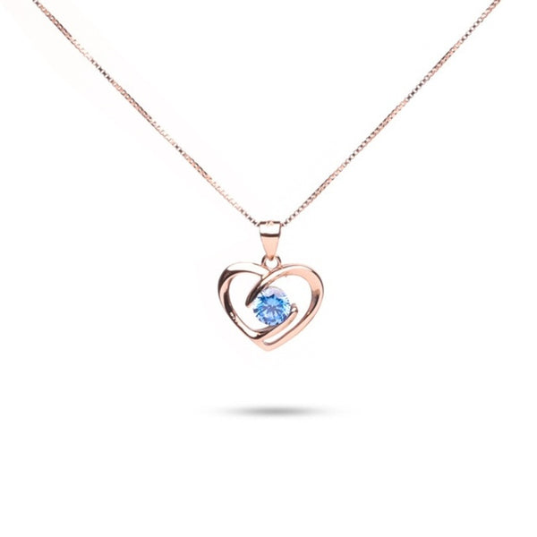 MILLENNE Made For The Night Forever Cubic Zirconia Rose Gold Necklace with 925 Sterling Silver
