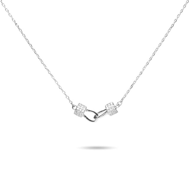 MILLENNE Millennia 2000 Diamond Forever Linked Cubic Zirconia White Gold Necklace with 925 Sterling Silver