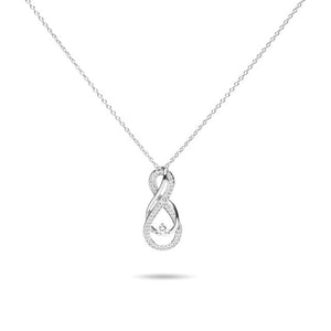 MILLENNE Made For The Night Intricate Entwined Studded Cubic Zirconia White Gold Necklace with 925 Sterling Silver