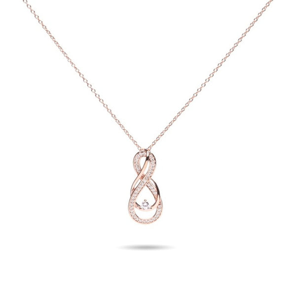 MILLENNE Made For The Night Intricate Entwined Studded Cubic Zirconia Rose Gold Necklace with 925 Sterling Silver