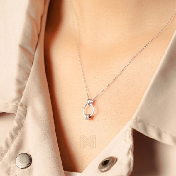 MILLENNE Made For The Night Simple Circle White Gold Necklace with 925 Sterling Silver