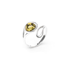 MILLENNE Multifaceted Baltic Amber Bezel Set Wrap Silver Ring with 925 Sterling Silver