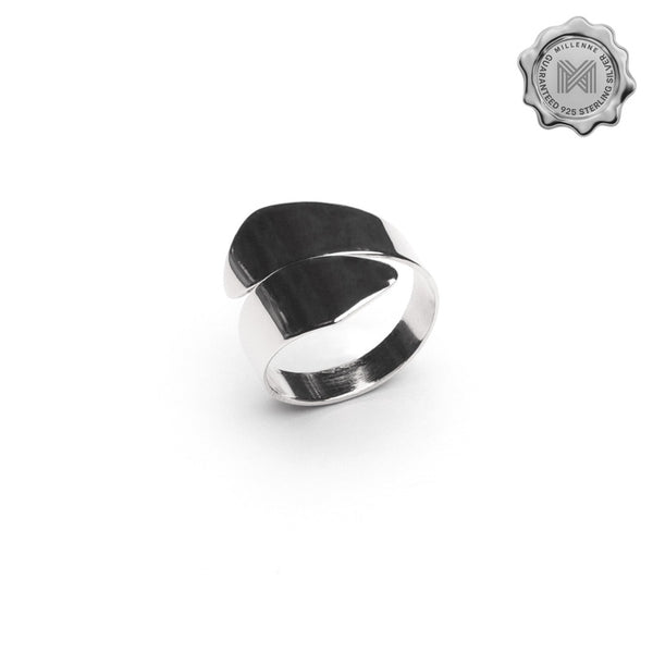 MILLENNE Minimal Broad Silver Ring with 925 Sterling Silver