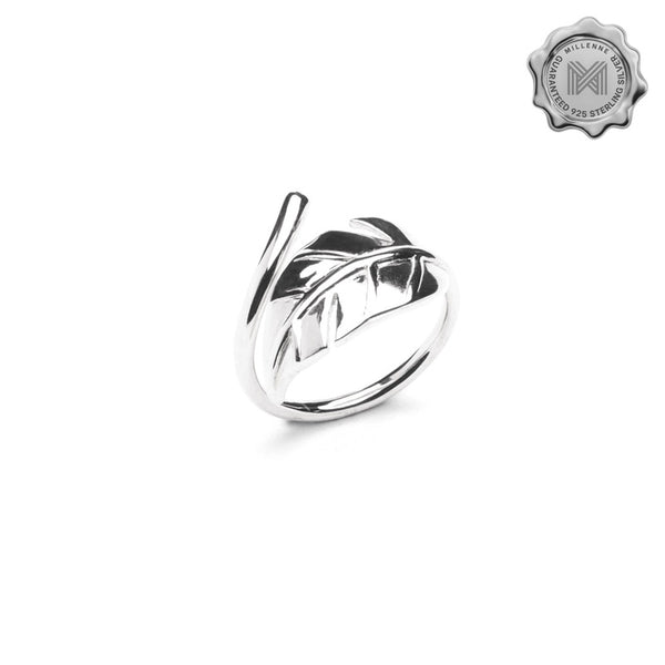 MILLENNE Millennia 2000 Mockup Leaf Curly Silver Adjustable Ring with 925 Sterling Silver