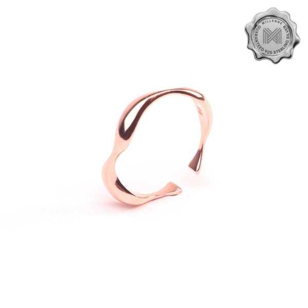 MILLENNE Minimal Organic Flow Rose Gold Ring with 925 Sterling Silver
