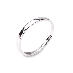 MILLENNE Minimal Moon Band White Gold Ring with 925 Sterling Silver