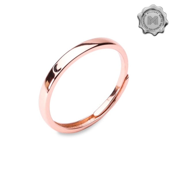 MILLENNE Minimal Moon Band Rose Gold Ring with 925 Sterling Silver