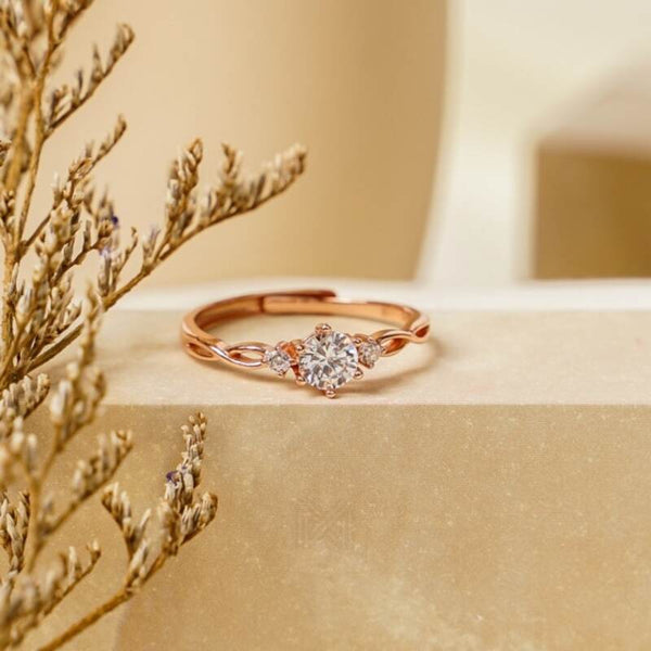 MILLENNE Made For The Night Diamonds are Forever Cubic Zirconia Rose Gold Ring with 925 Sterling Silver