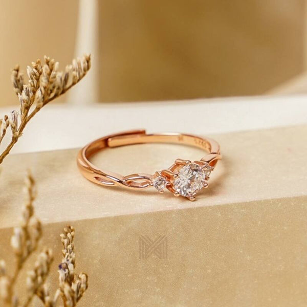 MILLENNE Made For The Night Diamonds are Forever Cubic Zirconia Rose Gold Ring with 925 Sterling Silver
