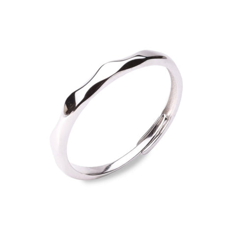MILLENNE Minimal Curvy White Gold Stackable Ring with 925 Sterling Silver