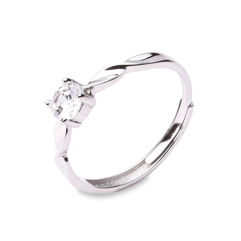 MILLENNE Made For The Night Diamonds are Forever Square Cubic Zirconia White Gold Ring with 925 Sterling Silver