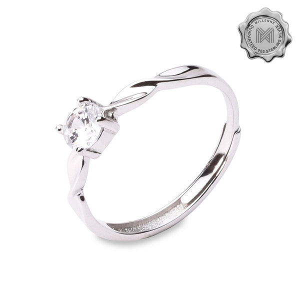 MILLENNE Made For The Night Diamonds are Forever Square Cubic Zirconia White Gold Ring with 925 Sterling Silver