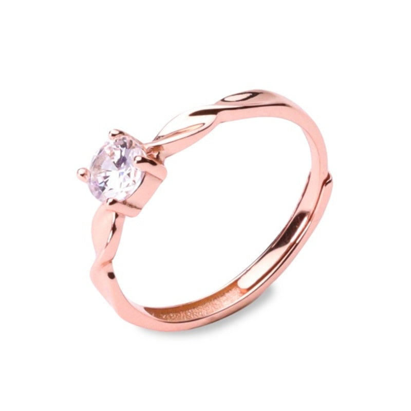 MILLENNE Made For The Night Diamonds are Forever Square Cubic Zirconia Rose Gold Ring with 925 Sterling Silver