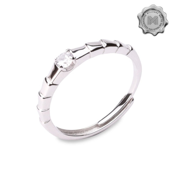 MILLENNE Minimal Petite Cubic Zirconia White Gold Stackable Ring with 925 Sterling Silver