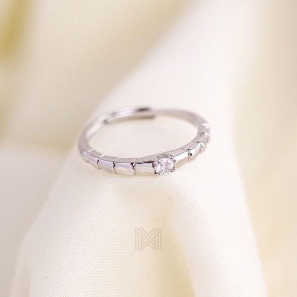 MILLENNE Minimal Petite Cubic Zirconia White Gold Stackable Ring with 925 Sterling Silver