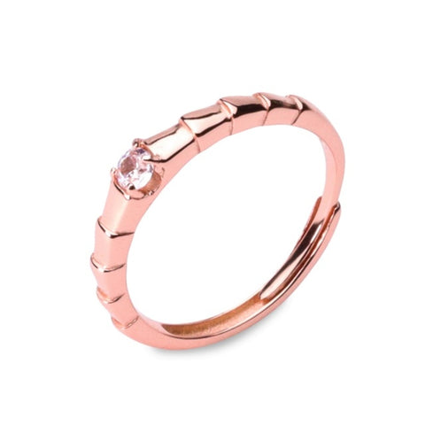 MILLENNE Minimal Petite Cubic Zirconia Rose Gold Stackable Ring with 925 Sterling Silver