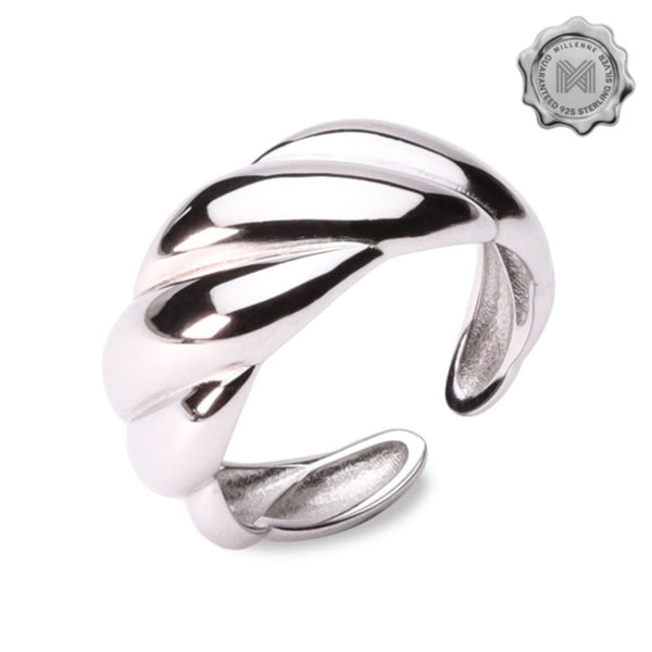 MILLENNE Millennia 2000 Croissant White Gold Ring with 925 Sterling Silver