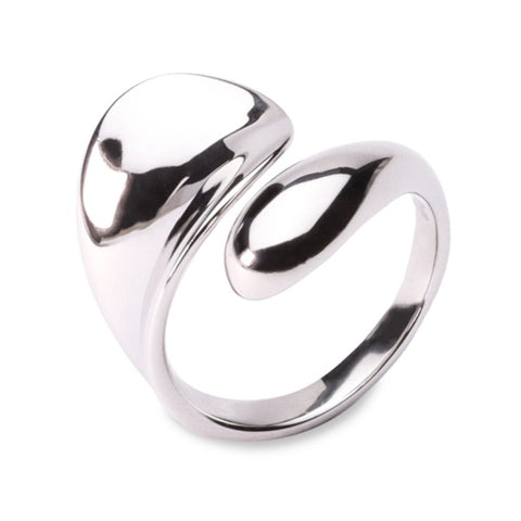 MILLENNE Minimal Globule White Gold Adjustable Ring with 925 Sterling Silver