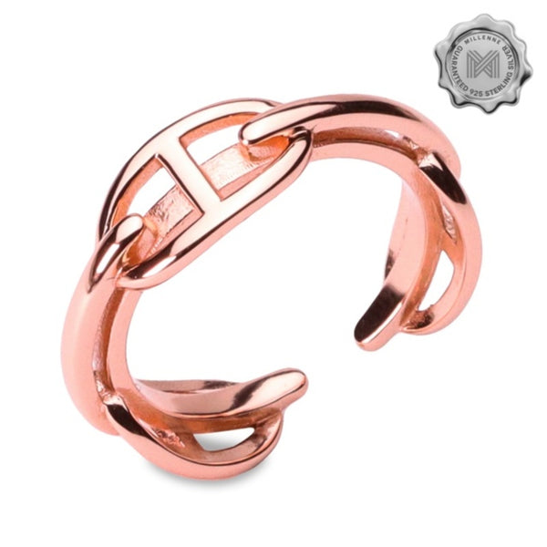 MILLENNE Millennia 2000 Buckles Rose Gold Ring with 925 Sterling Silver