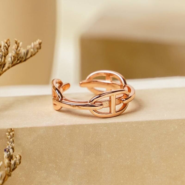 MILLENNE Millennia 2000 Buckles Rose Gold Ring with 925 Sterling Silver