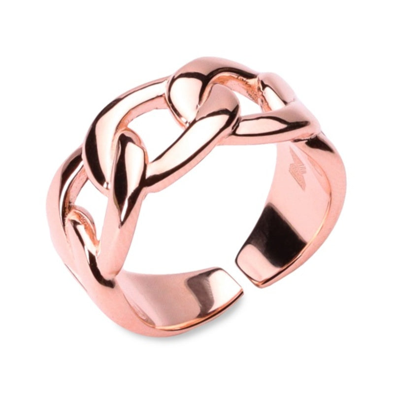 MILLENNE Millennia 2000 Figaro Chain Link Rose Gold Ring with 925 Sterling Silver