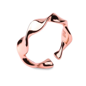 MILLENNE Millennia 2000 Organic Wave Stackable Rose Gold Ring with 925 Sterling Silver