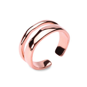 MILLENNE Millennia 2000 Double Line Stackable Rose Gold Ring with 925 Sterling Silver