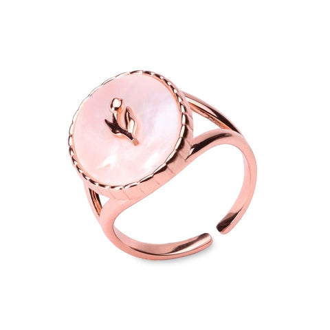 MILLENNE Millennia 2000 Mother of Pearls Victorian Bold Rose Gold Ring with 925 Sterling Silver
