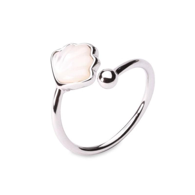 MILLENNE Millennia 2000 Oyster and Pearl White Gold Ring with 925 Sterling Silver