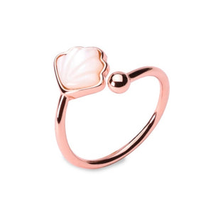 MILLENNE Millennia 2000 Oyster and Pearl Rose Gold Ring with 925 Sterling Silver